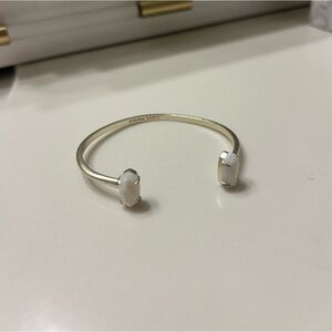 GOLD KENDRA SCOTT CUFF BRACELET WITH WHITE STONES